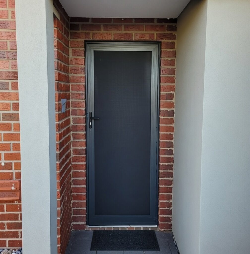 Security screen door side entry passageway installation